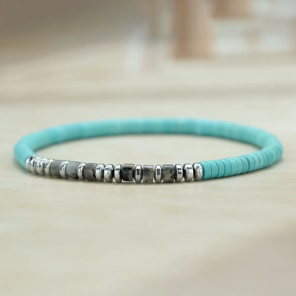 Elegant Unisex Howlite & Hematite Beaded Bracelet – Multicolor Options