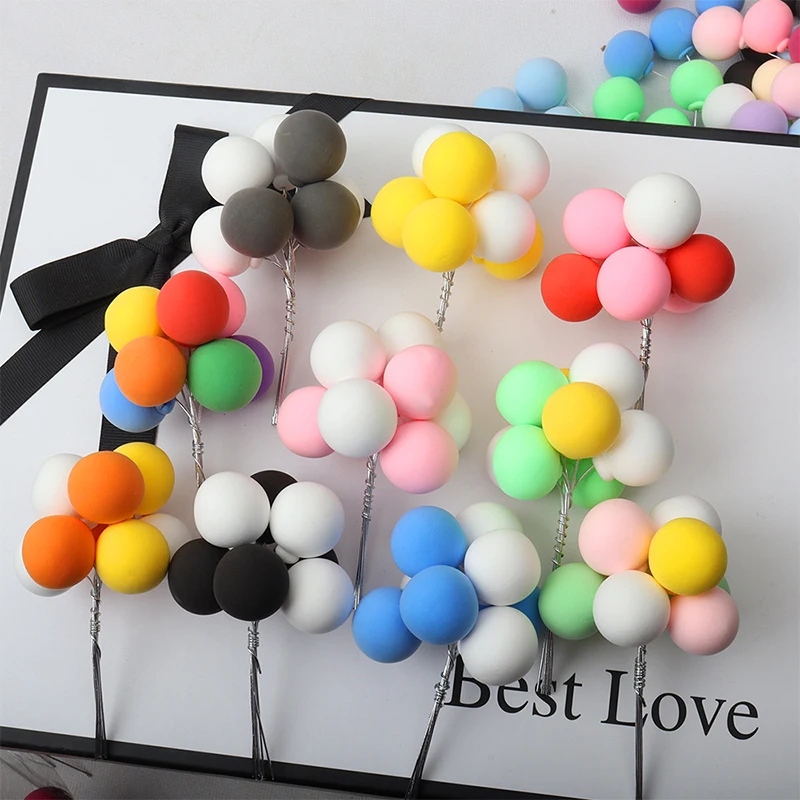 Ball Bundle Colorful Clay Cake Topper Hat 8Pcs Creative Cupcake Card Flag Birthday Party Baby Shower Dessert Decoration cupcake supplies,cake toppers,cake topper,cake decorations,birthday party supplies,party decorations