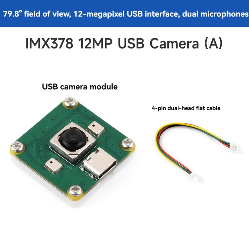 APPLIA-USB 카메라 모듈 IMX378 12MP 3840X3032 해상도 79.8 ° Raspberry Pi 5 Jetson Orin RD용 듀얼 마이크를 갖춘 FOV