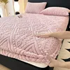 1pc Jacquard Fitted Sheet Embossed Velvet Mattress Cover Soft Winter Warmth Bedlinen European Home Mattress Protector Bed Cover 5