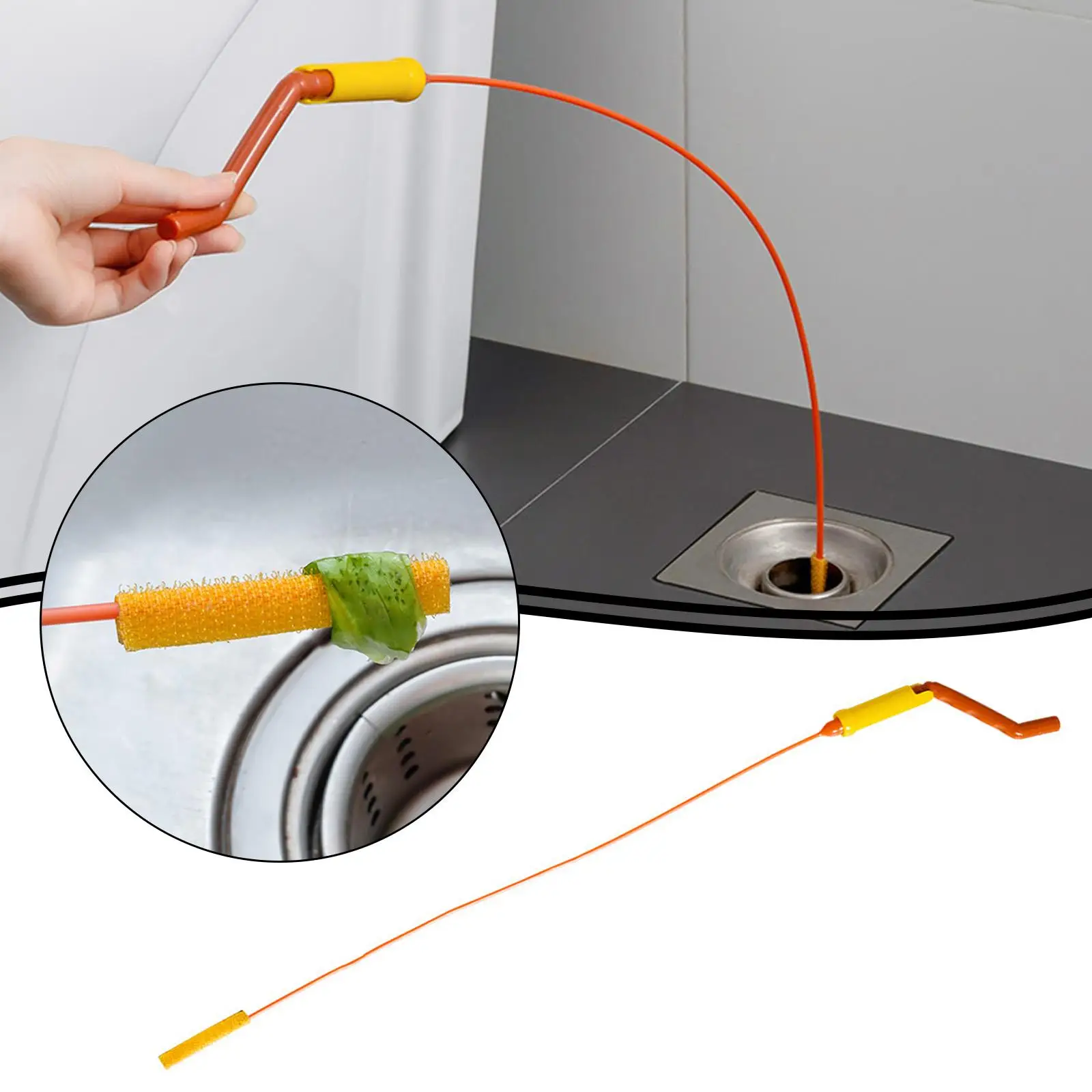 

Flexisnake Sink Snake Cleaner Drain Hair Drainage Drain With Handle Remover Facility Cleaner Tool Clog Rotatin R4s0