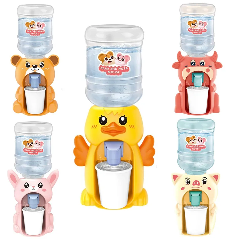 Mini Water Dispenser Machine Toy Kid Simulation Animal Dollhouse Pretend Play Kitchen Supplies Beverage Cute Gift Duck Bunny Miniature Doll House Supplies Water Dispenser Toys Children Pretend Play Toys