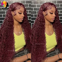 Bourgogne vague d'eau perruques de cheveux humains pour les femmes noires 13X6 13x4 dentelle avant perruque de cheveux humains Remy bouclés cheveux humains dentelle frontale perruques 5