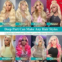 Perruque de cheveux humains blonds 613 Body Wave de 30-40 pouces, perruque frontale en dentelle HD transparente 13x6, perruques brésiliennes colorées densité 250 6