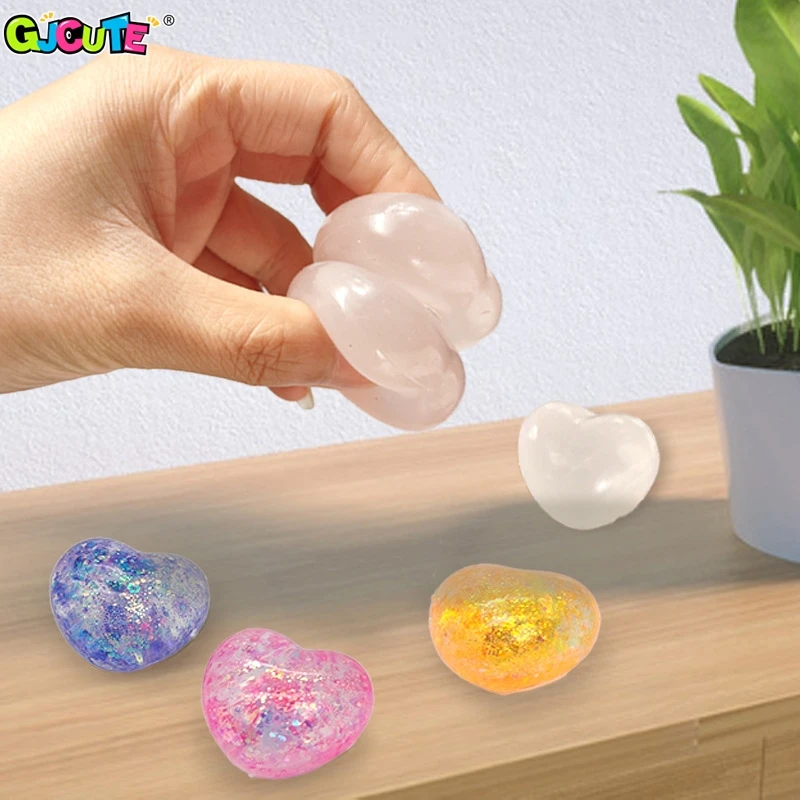 1Pc Changing Color Heart Squeeze Toy Sequins Love Fidget Toys Stress Reliever Squishy Pinch Kneading Toy Kid Party Favor 5