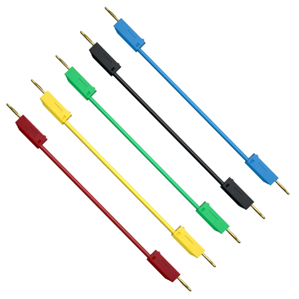 

5PCS 2MM Stackable Gold Plated Banana Plug Test Jumper Wire Testing Cable Line 10A/30V-60V Test Measurement Inspection