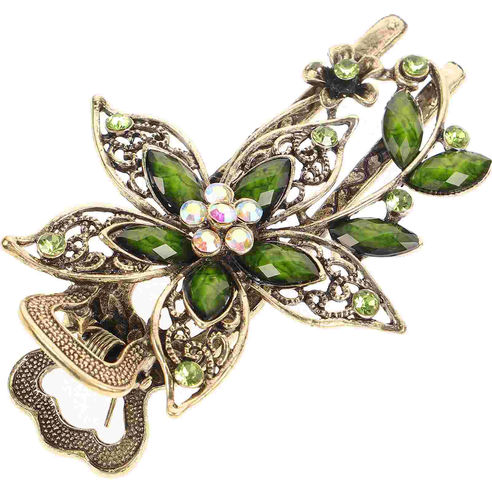 

Rhinestone Bobby Pins Flower Hair Clamp Vintage Hairclip Floral Pretty Barrette Women's Miss