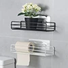 Bathroom Storage Rack Wall Mounted Non Perforated Corner Storage Rack Home Bathroom Shampoo Cosmetics Storage Drain Basket 3