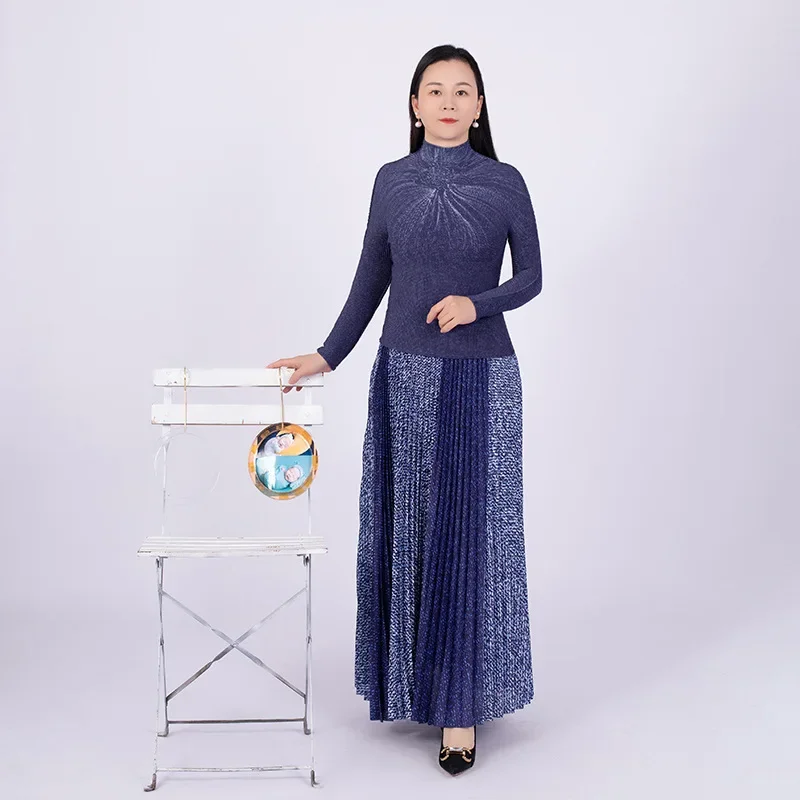 DUOSHA Miyake Pleated Pleated Skirt Suit Female Autumn Temperament Is Thin Yujie Fan Fashion Two-piece Autumn