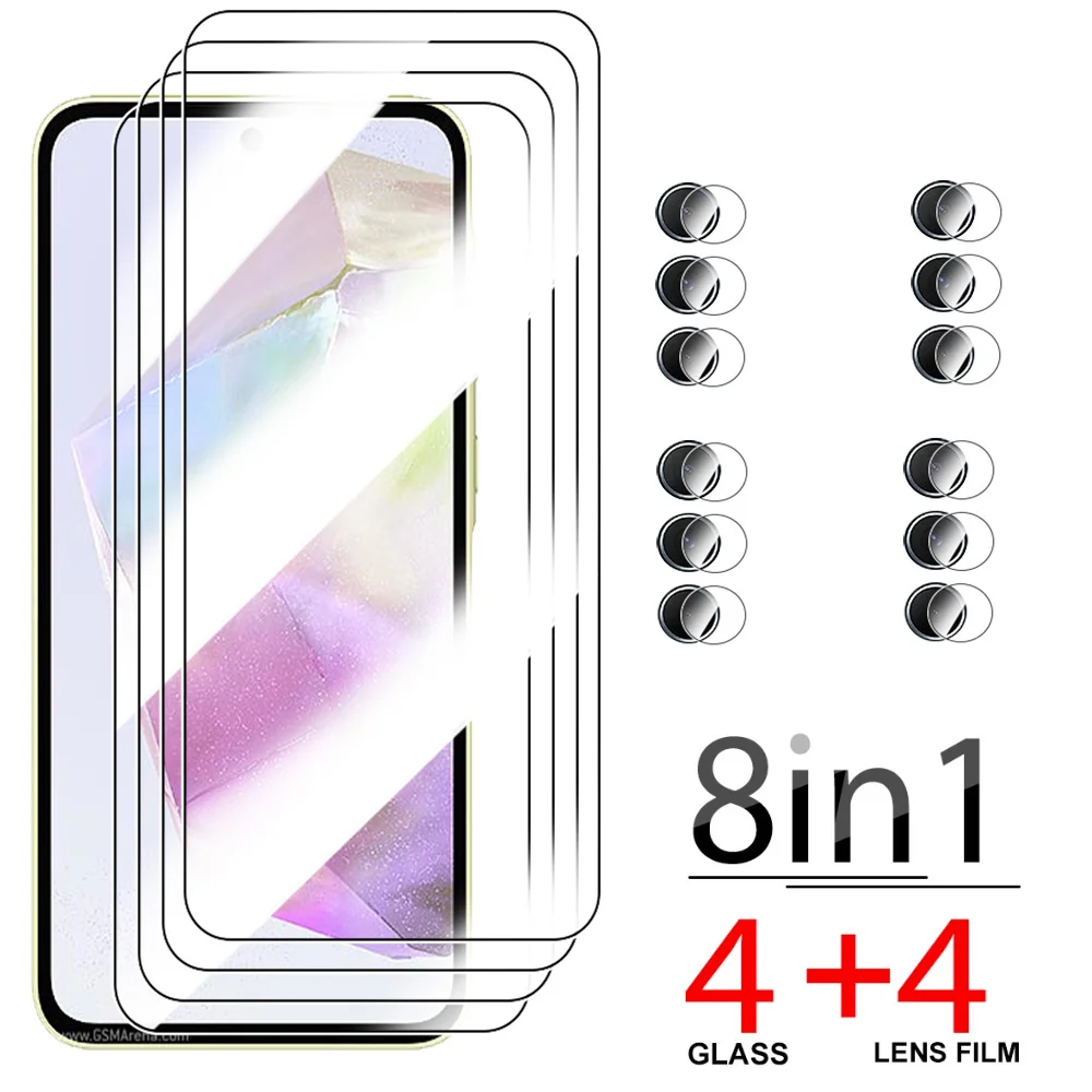 

Защитное стекло для объектива камеры 8 в 1 для Samsung Galaxy A35 A 35 35A, закаленное стекло для защиты экрана для Samsung A35 6,6 дюйма