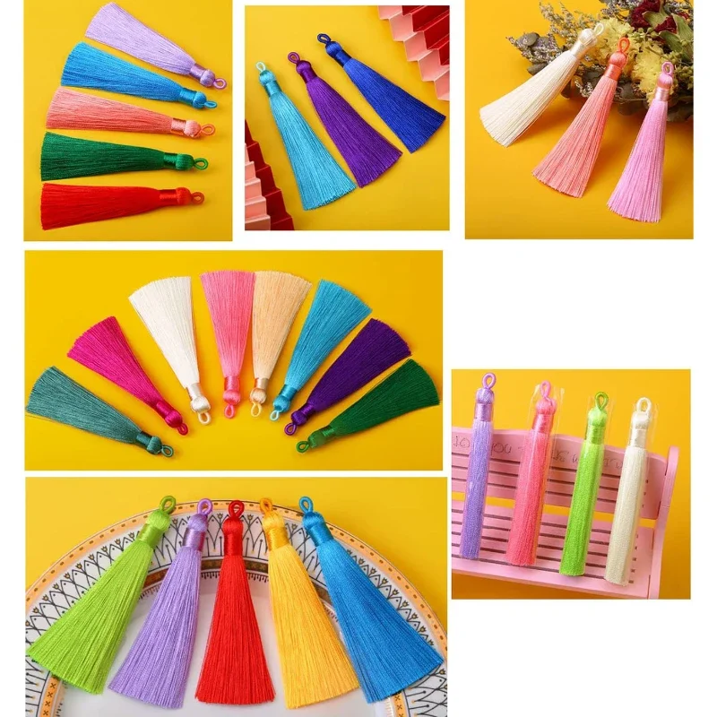 Mibrow 다채로운 코튼 실크 술 프린지, 쥬얼리 제작, 귀걸이 펜던트 술 프린지, DIY 쥬얼리 액세서리, 2 개 5 개/팩