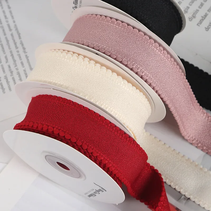 2.5cm Bubble Pearl Cotton Ribbon Floral Edge Satin Ribbon Colorful Bouquet Gift Packaging Diy Handmade Bow Clothing Accessories