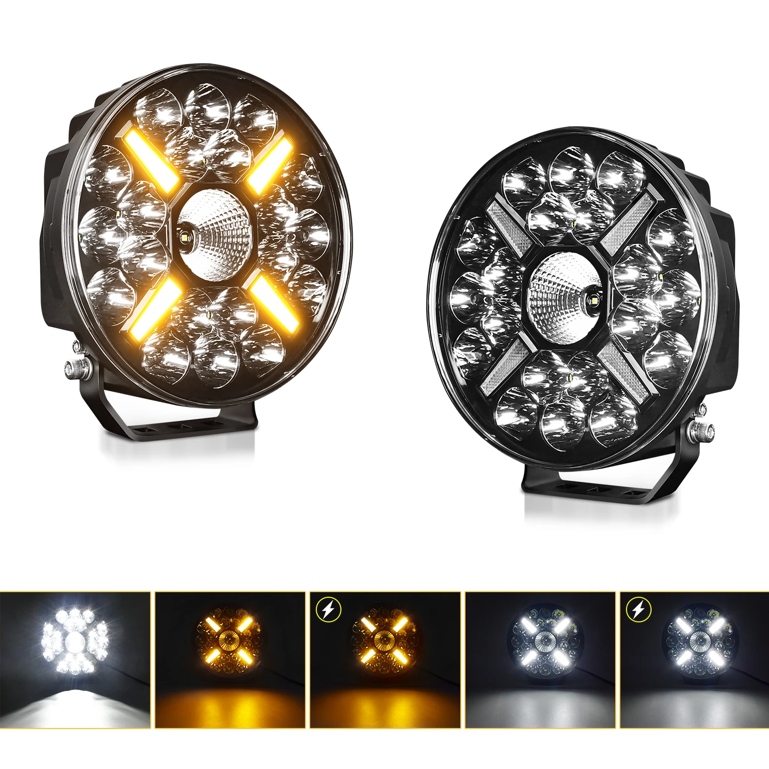 9Inch Work Headlight Bar Vehicle Len Demon Eye Light 6000K Spot Combo Barra LED