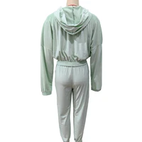 Survêtement deux pièces monochrome pour femmes, sweat à capuche zippé, survêtement Wstring, vêtements pour filles, mode chaude, automne et hiver 2024 6