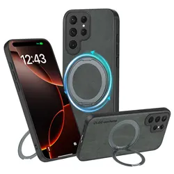 Magnetic Kickstand Leather Phone Case with Wireless Charging Compatibility - Galaxy S20+ (GRAY)