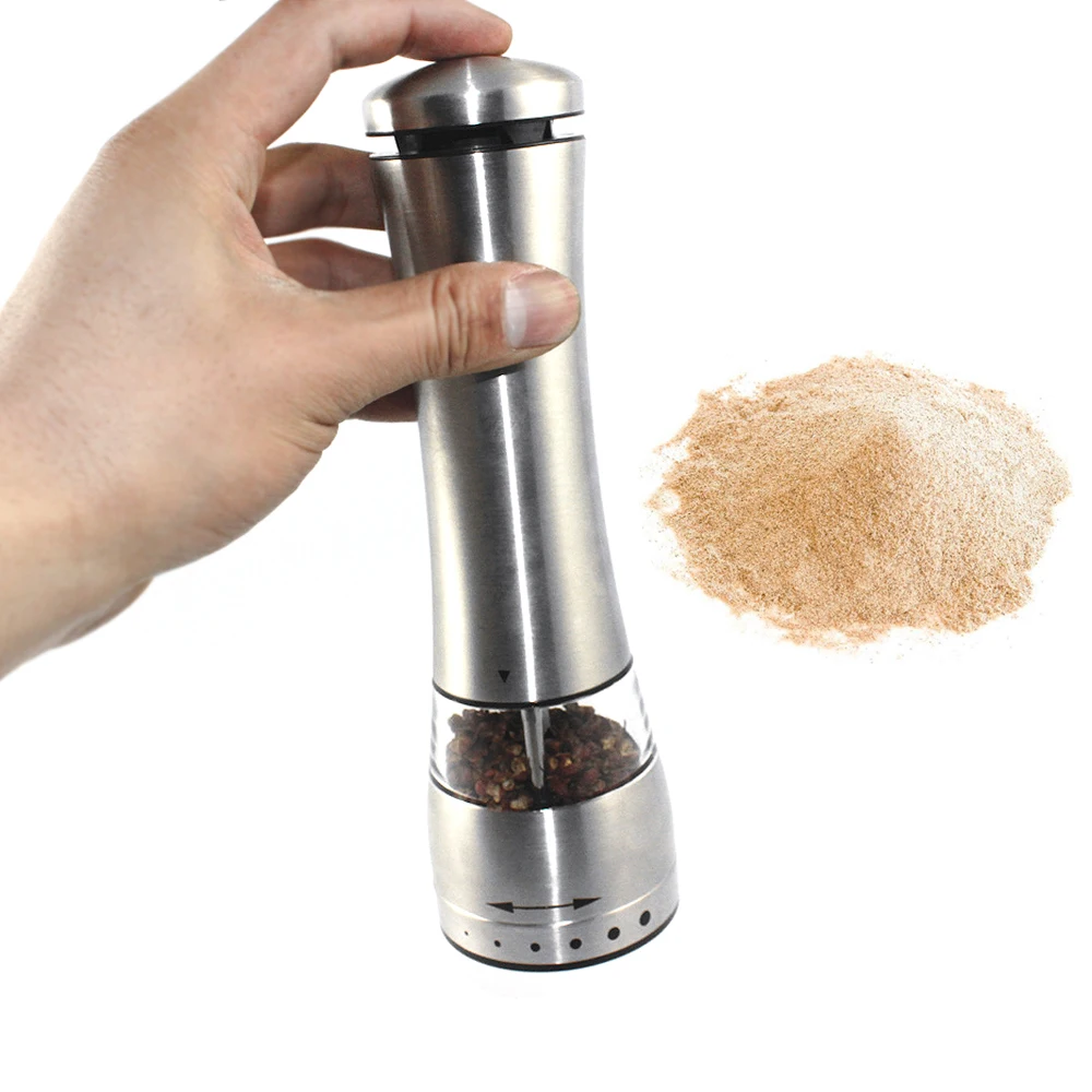 Black Pepper Mill Electric Salt Pepper Mills Grinder Spice Mill Battery Power Adjustable Ceramic LED Light Cooking Tool