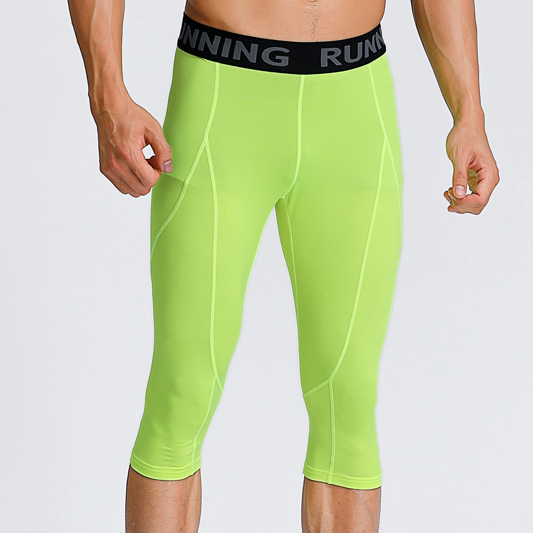 Men Running Pants Leggings Outdoor Sport Yoga Gym Guys Fitness Basketball Cycling Soccer Tights 3 4 Pant Quick Drying Breathable