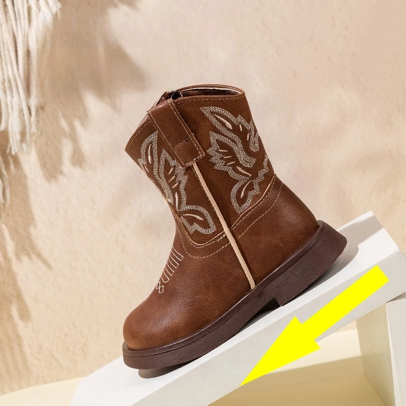 Zapatos Nina 소녀 부츠 방수 카우보이 부츠 어린이 새로운 패션 짧은 미끄럼 방지 부츠 두꺼운 부츠 키즈 부츠 Botas Nina