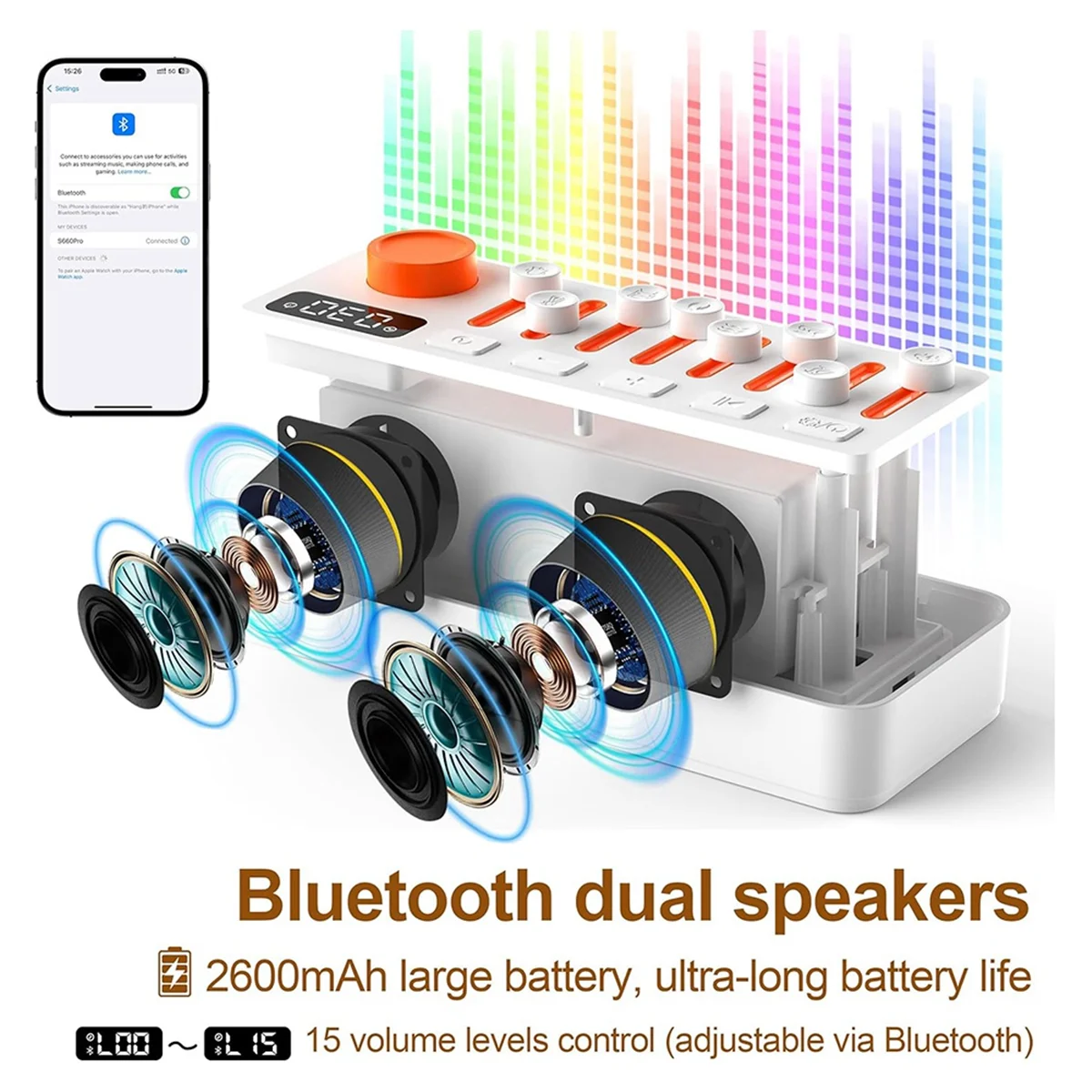 Smart Health Portable DIY 255 Type White Noise Sound Sleep Machine Baby Wireless Bluetooth Speakers with Colour Night Light