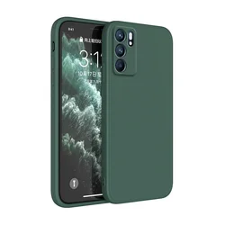 Ultimate Square Liquid Silicone Case - Ultra Thin, Durable, Classic Design for Reno 6 Pro Plus 5G (Dark Green)
