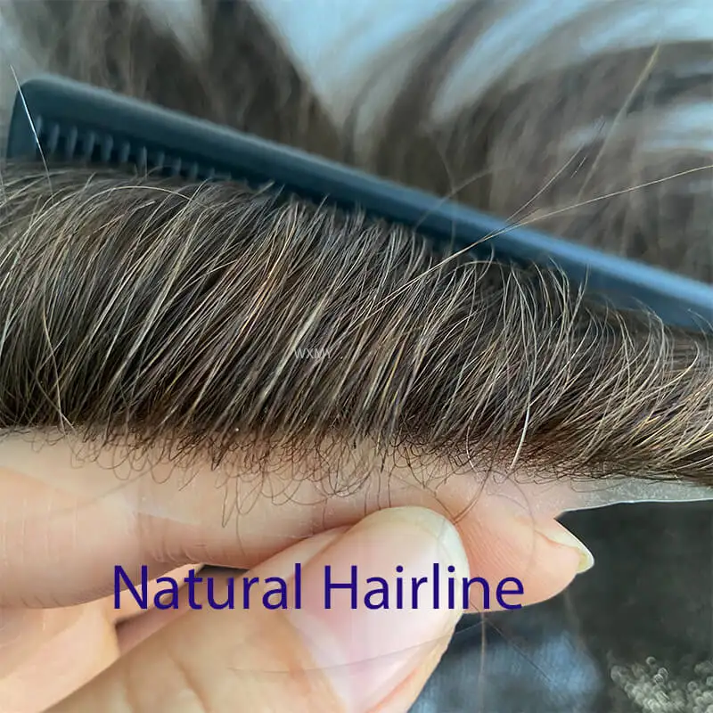 Clearance Double Knotted Silicone Microskin Toupee Men Male Hair Prosthesis 100%Natural Human Hair Men's Wig Capillary Prothesis