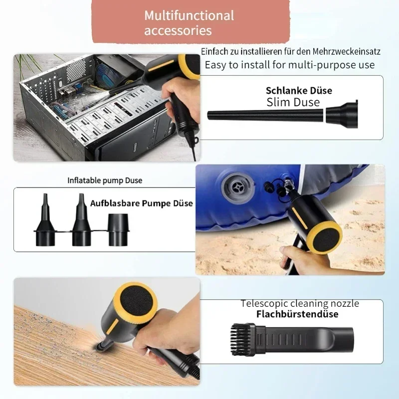 Electric Air Blower Duster &Air Pump 3-in-1,Canned air Compressed Air Cans for Computer Desk cleaner Keyboard Cleaner for Office 4
