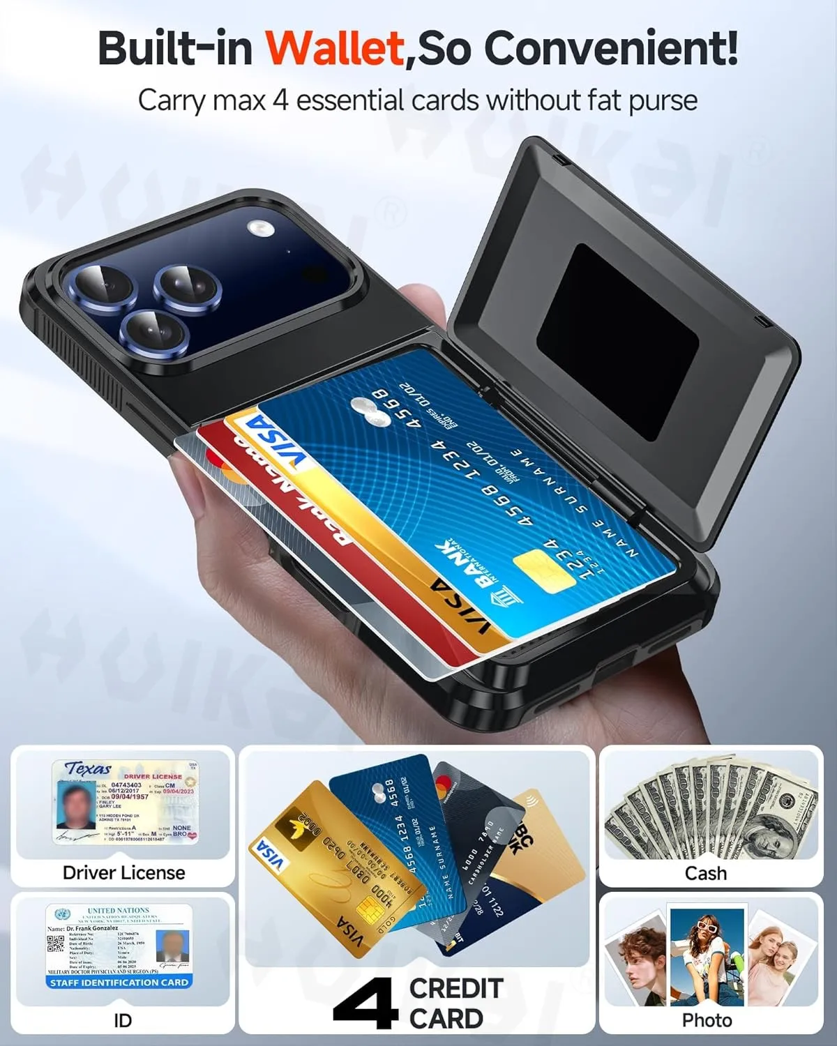 Premium Wallet Case with Credit Card Holder and Heavy Duty Shockproof Protection