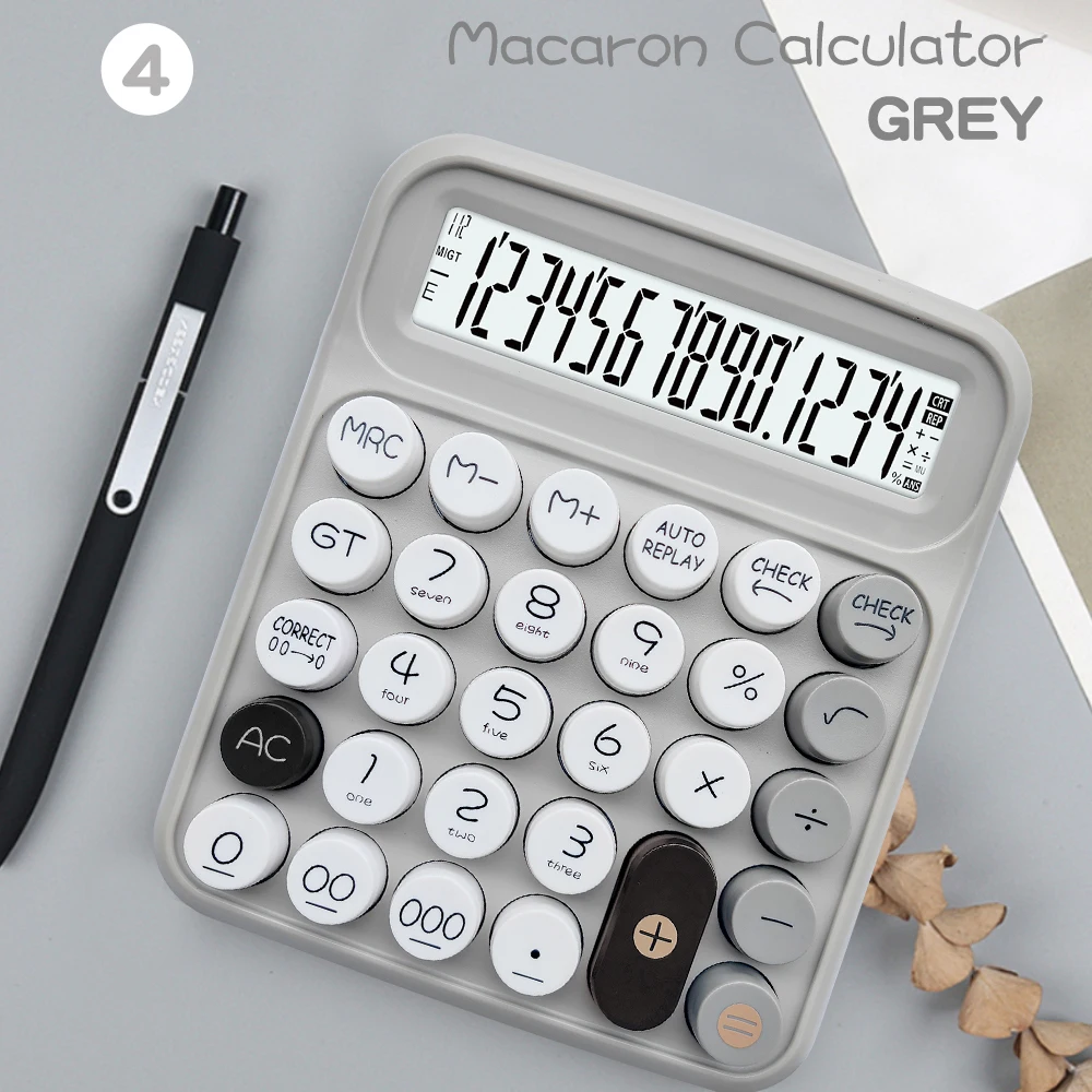 【Random color】14 Digit Large Solar Power and LCD Display Big Button Calculator 112 Steps Check and Correct Function for Office