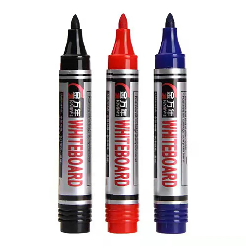 Refillable Whiteboard Markers-3mm Chisel Tip, Black Red Blue, High-Capacity Water-Based Ink, Easy to Erase, Ideal for Office &
