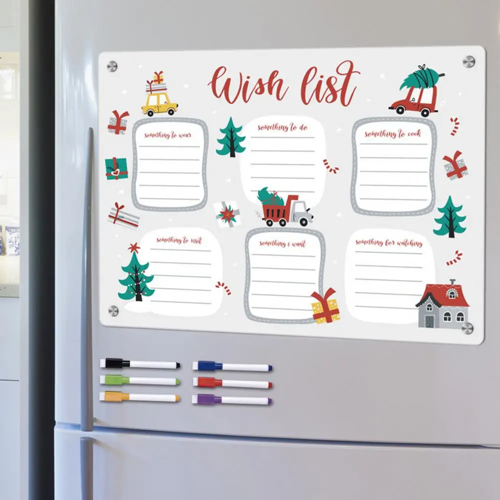 Grocery List Whiteboard A3 Magnetic Whiteboard Set Reusable Dry Erase Planner with Colorful Marker Pens Weekly Plan for Fridge