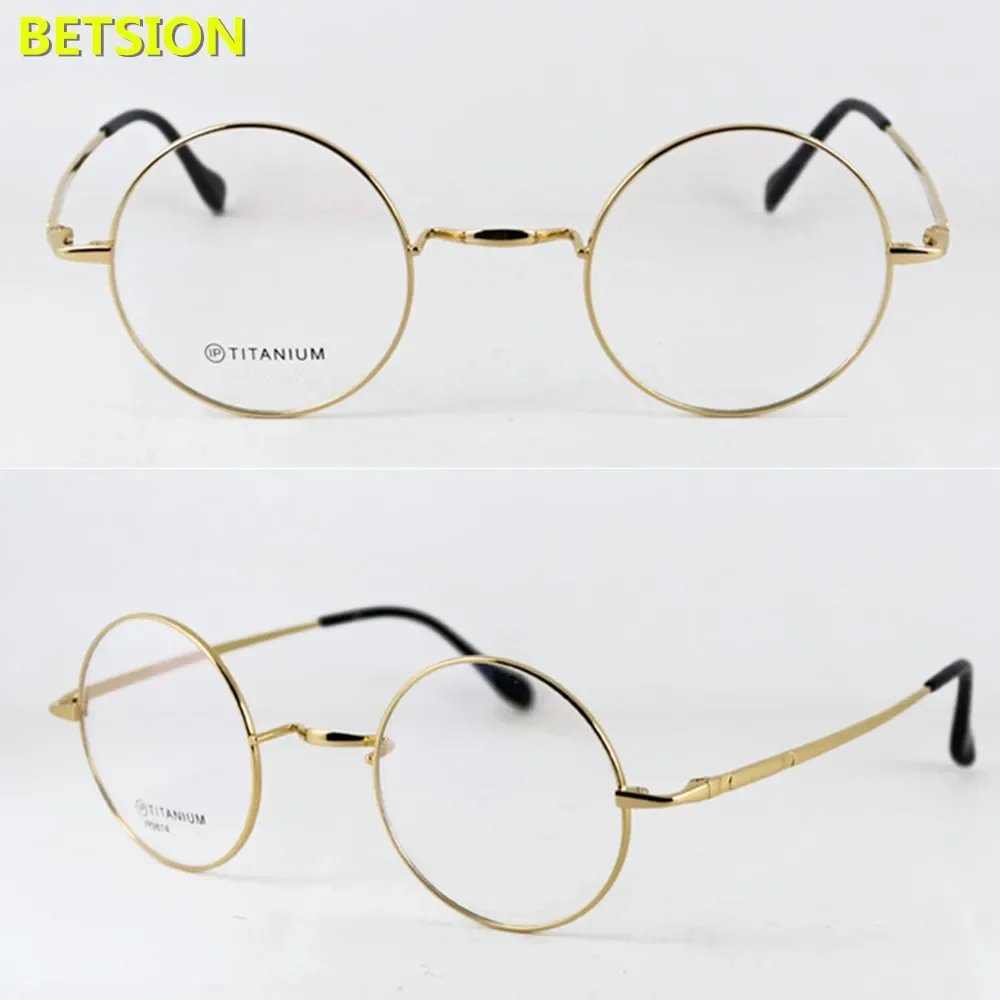 BETSION Luxury Titanium 44mm Vintage Round Eyeglass Frame Man Women Spectacles Glass