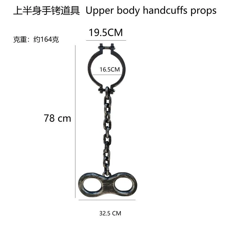 funny Prisoner uniform chain plastichandcuff chain props Cosplay axe pirate hook decorative pendant party props