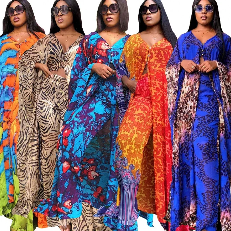 Two Piece Set Women Clothes African Dresses Party Dashiki 2023 Summer Long Maxi Dress Sets Pants Suits 2 Piece Outfits Plus Size