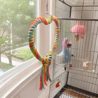 Bird Stand  Grinding Claw Embossed Cage Decoration Bird Swing Bird Toy Creative Gift Love Bird Color  Rope Accessories 2