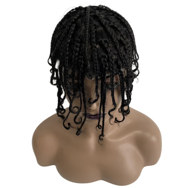 Malaysian Virgin Short Box Braids Toupee #1b Color 8x10 Skin Knots PU  Topper for Woman - AliExpress