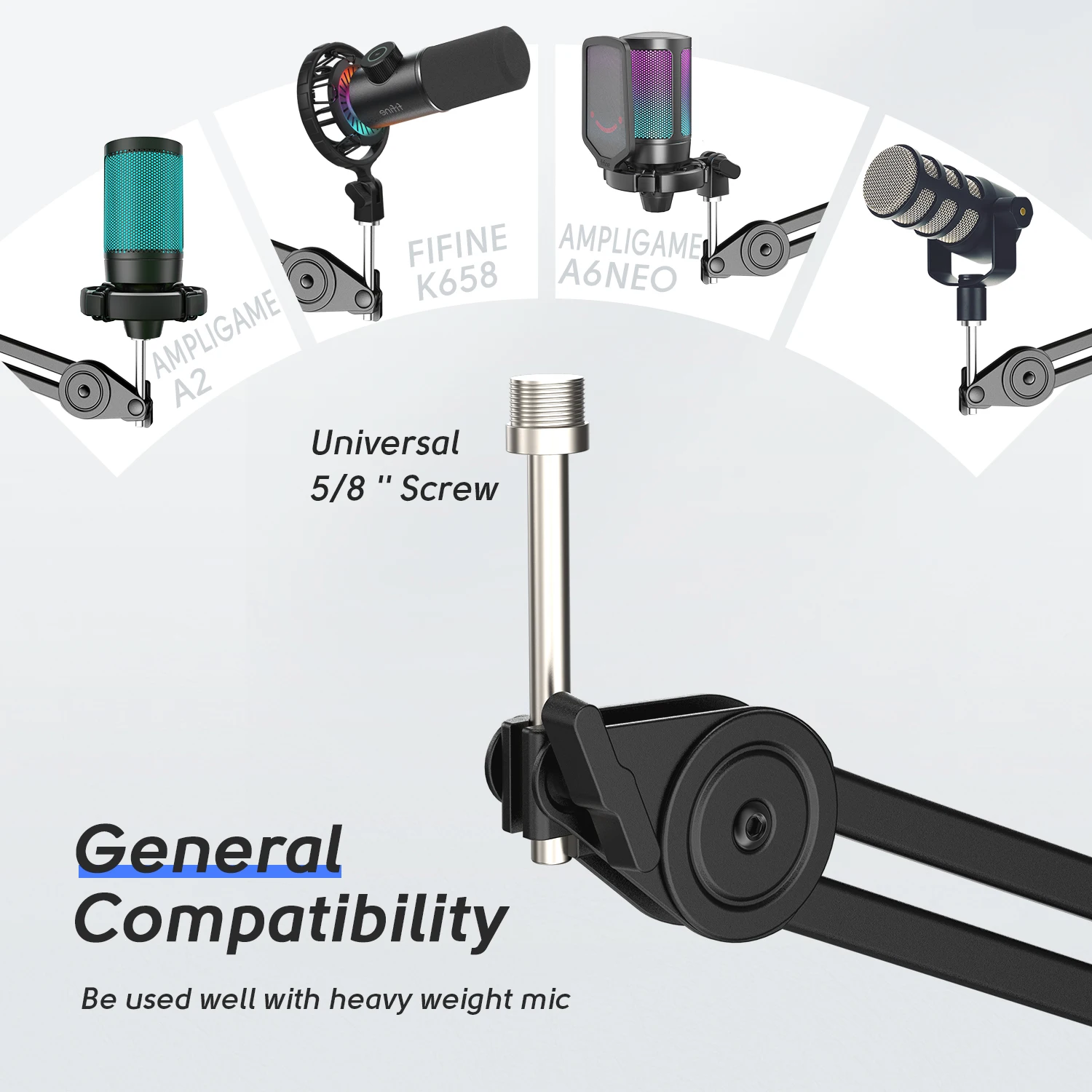 ذراع الميكروفون FIFINE، حامل التعليق الثقيل مع مشب...