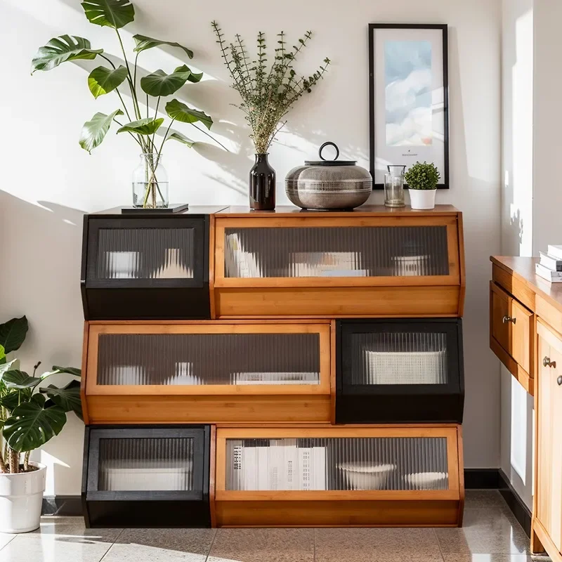 Rattan Chest Stackable Storage Cabinet of Drawers with Lots of Dining Room Living Room Bookcase Toys Storage Finishing Cabinet