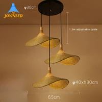 3 Heads E27 Hanging Decor Chandeliers Bamboo Pendant Lights Asia Restaurant Hotel Pendant Lamp Living Room Hanging Bamboo Light 1