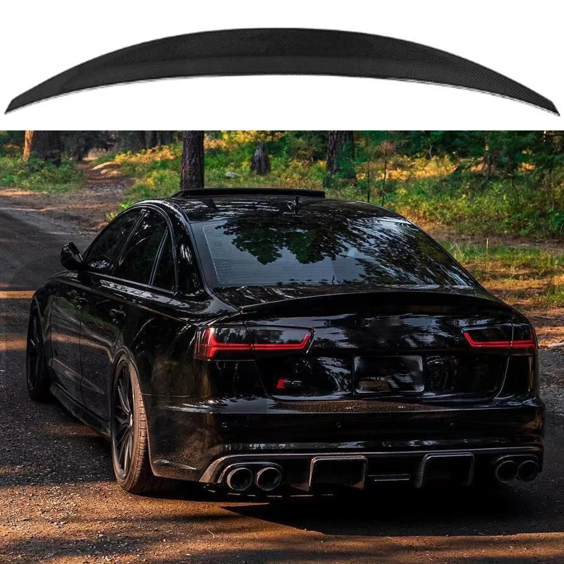 Ikon Motorsports Compatible with 12-14 Audi A6 C7 4Dr Sedan D Style Unpainted Trunk Spoiler Wing - ABS
