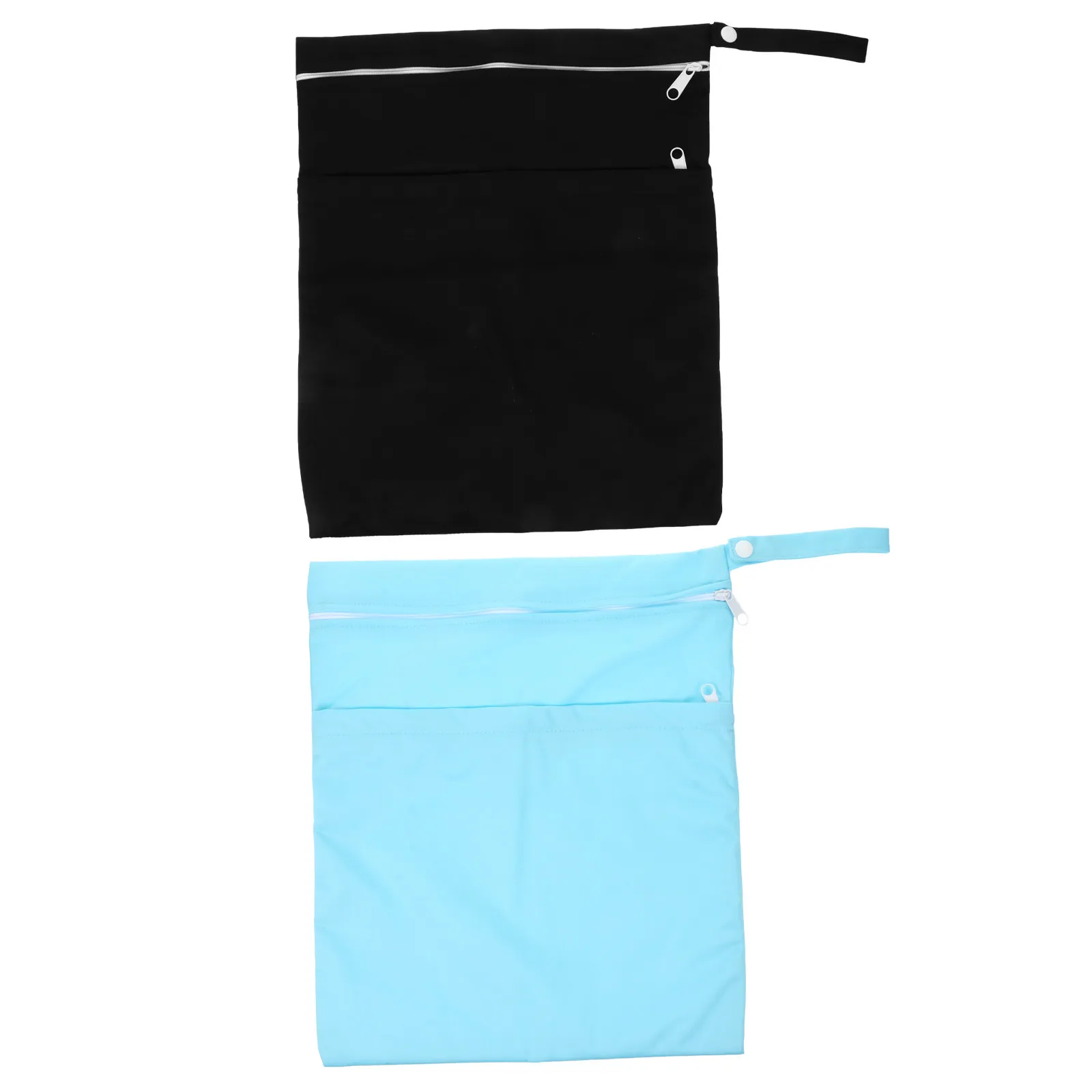 2Pcs 기저귀 보관 가방 습식 건식 분리 천 가방 두 개의 지퍼 포켓 여행 해변을위한 방수 휴대용 주최자