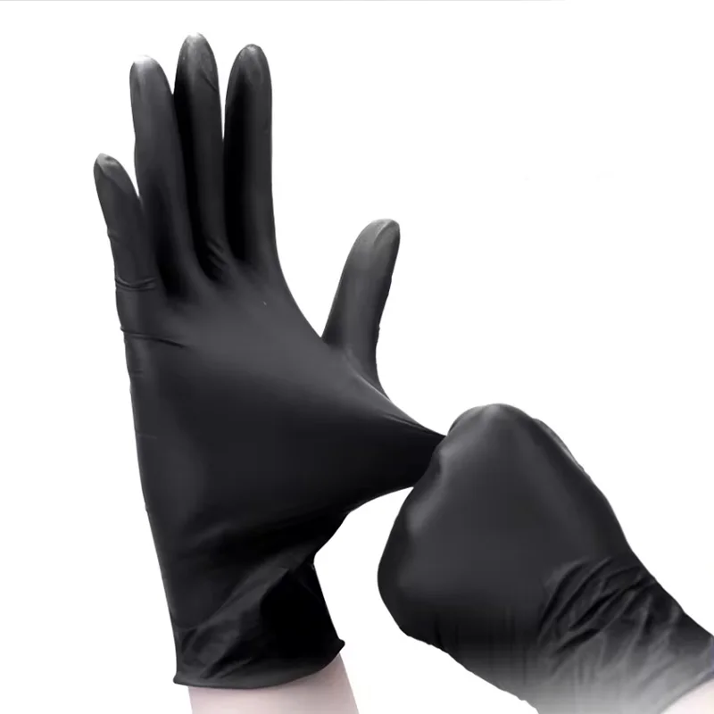Black Nitrile Gloves Thickened Durable Waterproof Nitrile Gloves Household Cleaning Car Repair Hair Dyeing Tattoo Tools 20/50PCS