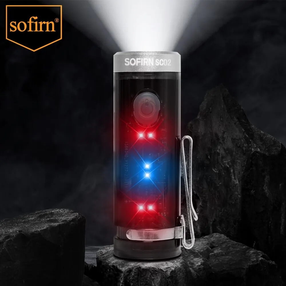  Sofirn SC02 Mini EDC 330lm 90 CRI LED Torch USB C Rechargeable Flashlight Keychain Lamp Sidelight with RGB Indicator 