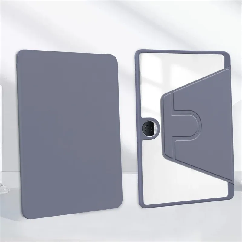 Universal 11.4-Inch Tablet Case with Pen Holder and 360-Degree Rotating Clear Book Cover