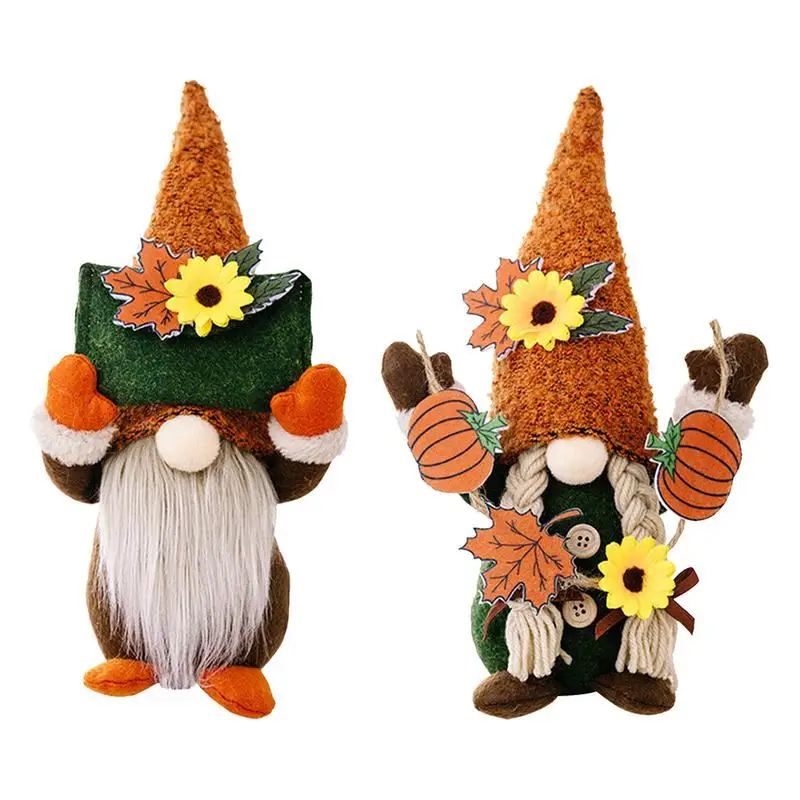 

Thanksgiving Gnomes Plush Faceless Fall Decoration Dwarf Gnome With Maple Leaf Dwarf Faceless Sunflower Plush Swedish Gnomes
