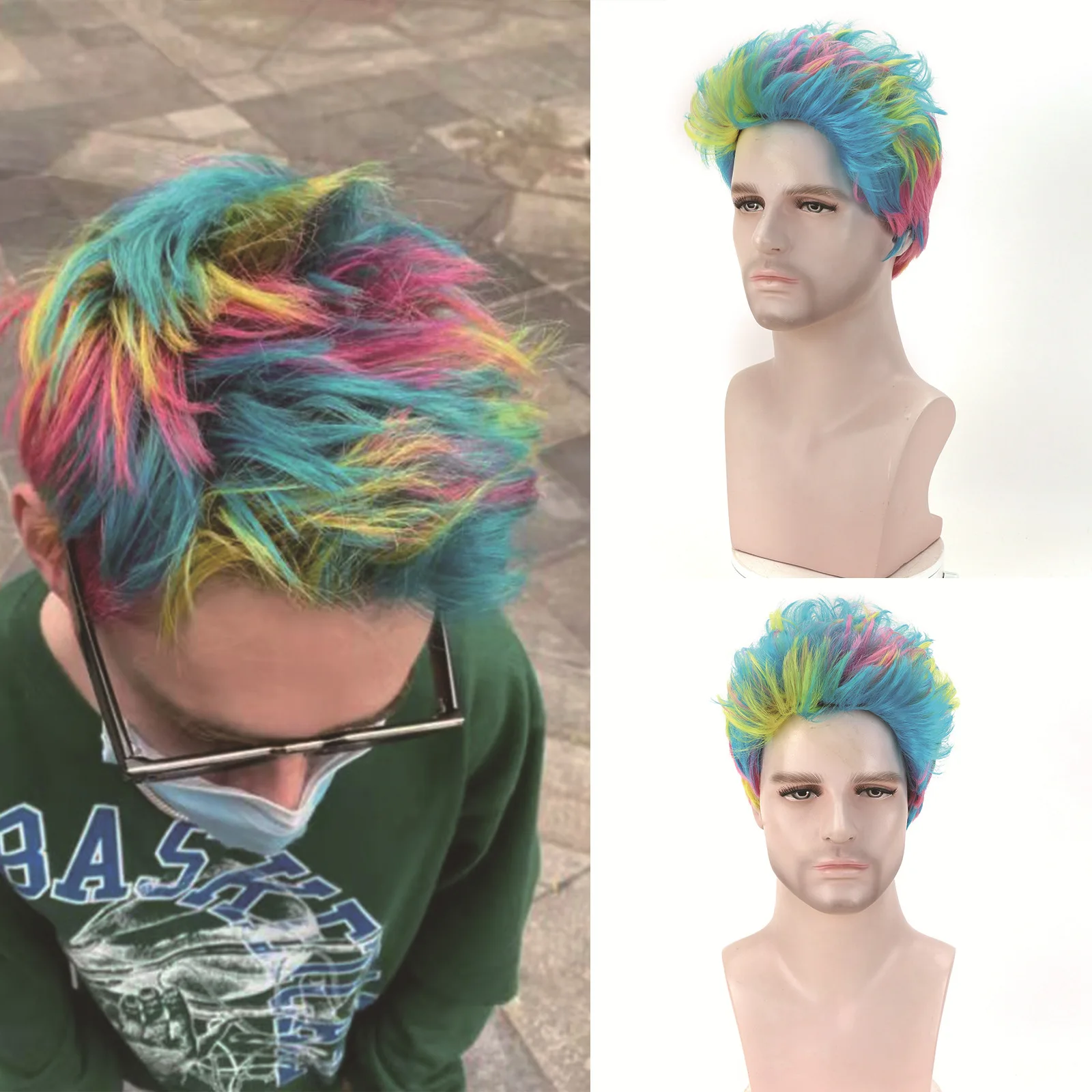 Mens short green wig online
