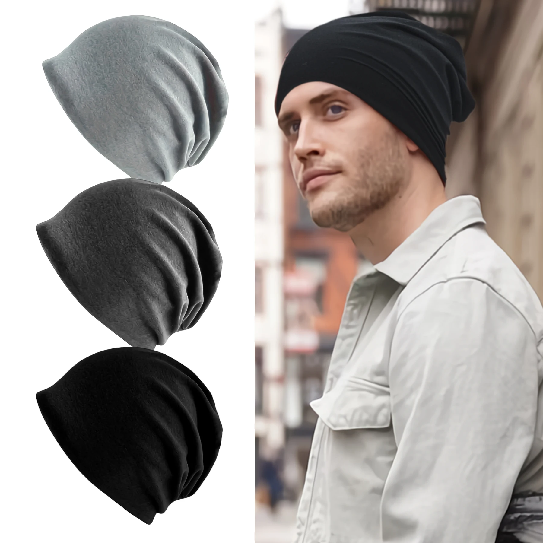Solid Color Unisex Slouchy Beanie - Soft Lightweight Winter Warm Cap for Men Women Hip-Hop Running Daily Wear Solid Color Unisex Slouchy Beanie - Soft Lightweight Winter Warm Cap for Men Women Hip-Hop Running Daily Wear