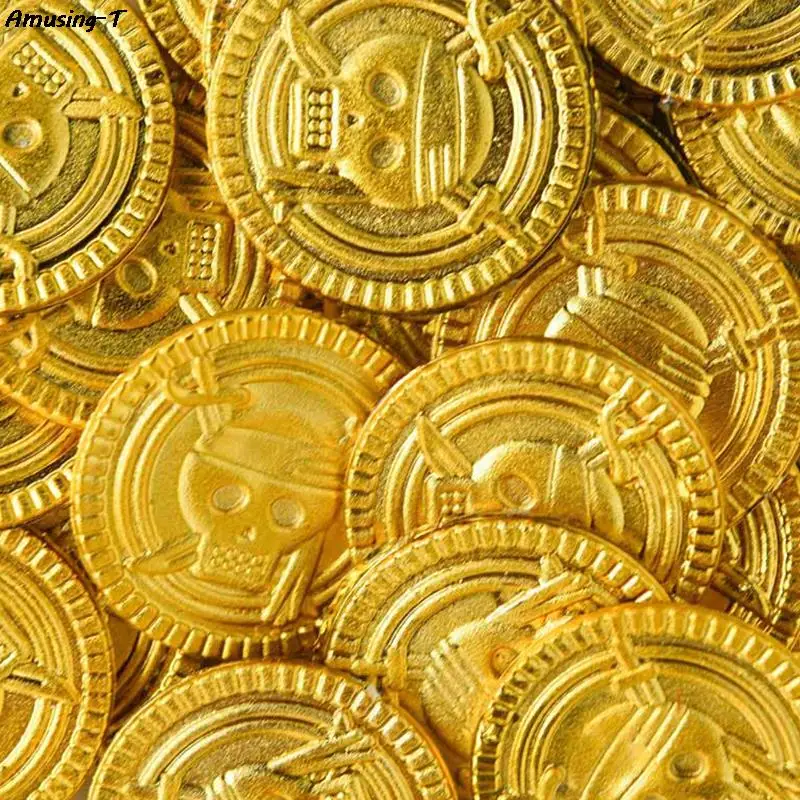 50pcs Pirate gold Coins fake gold Halloween Christmas decorations for home kids