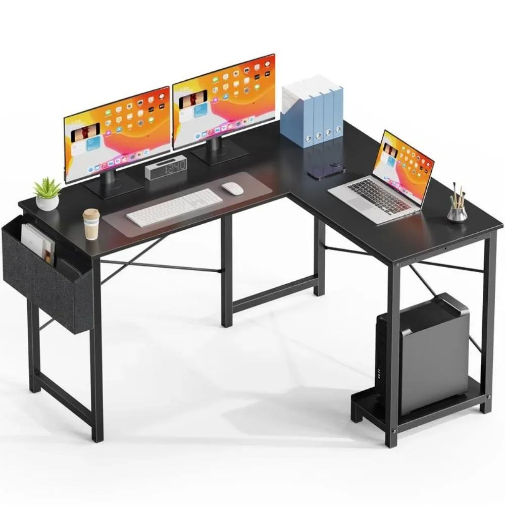 

Computer Desk, Corner Table, Game Table with CPU Bracket, Sturdy Side Pocket for Home, Office,Dormitory, 50 Inch Computer Desk