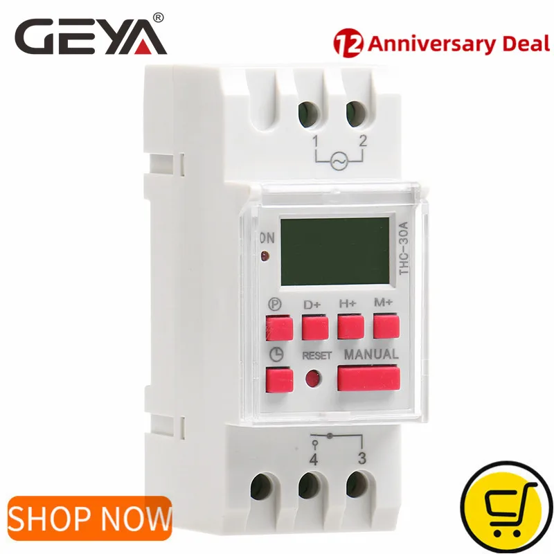 Geya Thc30a Electric Digital Timer Switch Programmable 30a Ac Dc 12v