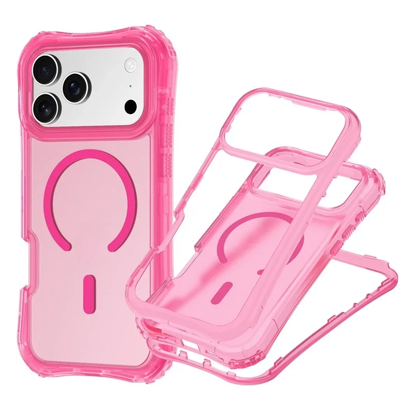 Armor 3IN1 PC TPU Magnetic Charging Clear Case for iPhone 17 Pro Max - Screen Protection Edge